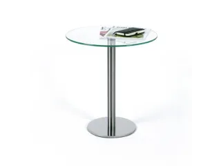 glazen bijzettafel,HxØ 550x495mm,rond,schotelvoet poedercoat. - 2