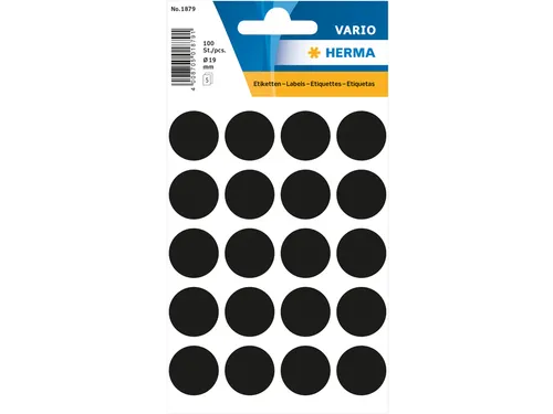 HERMA 1879 Multipurpose etiketten Rond 19mm Zwart 100 stuks