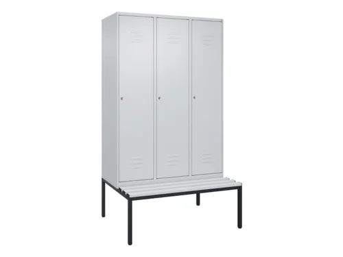 locker met bank,HxBxD 2120x1200x815mm,3vak,vak B 400mm,cil.-slot