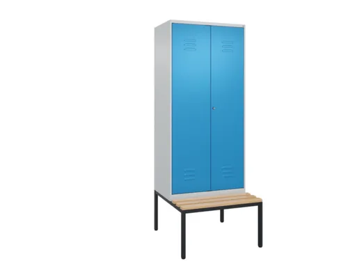 PBM-locker met bank,HxBxD 2120x800x815mm,2vak,vak B 400mm,cil.-slot