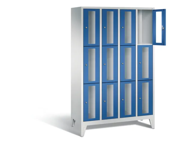 lockerkast 1850x1190x500mm 4x3 vakken Cilinderslot Poten, RAL5010