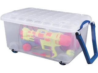 Opbergkoffer Op Wieltjes 64 Liter Transparant - 2