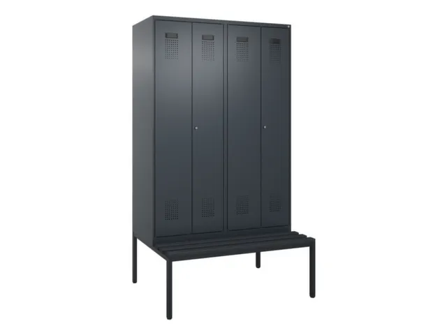 locker met bank,voor scheiding van kleding,HxBxD 2120x1200x815mm,4vak