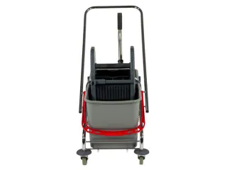 dweilwagen,emmer 2x27l ROOD/BLAUW,mopwringer,frame metaal,4zwenkwielen - 4