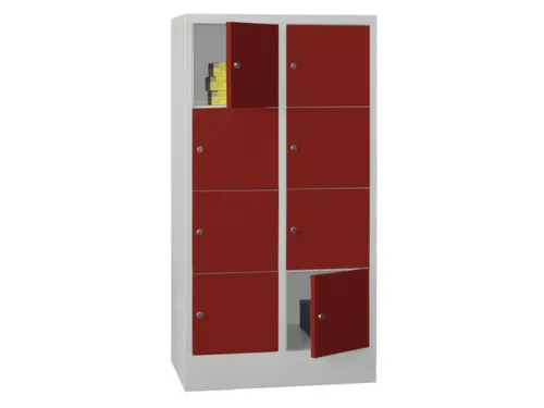 lockerkast,HxBxD 1518x800x500mm,2x4vakken,RAL7035,front RAL3000