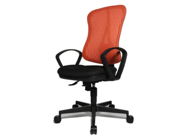 Bureaustoel Zitting Zwart Rugleuning Met Netbekleding In Koraalrood