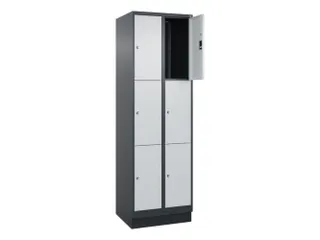 lockerkast,HxBxD 1950x600x500mm,2x3vakken,vak B 300mm,cil.-slot,sokkel - 1