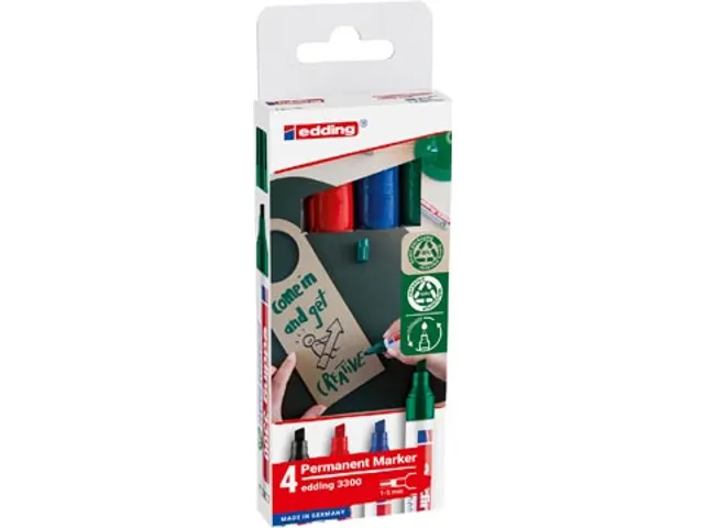 permanent marker E-3300 assorti kleuren, blister van 4 stuks