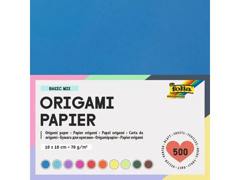 Origami papier Folia 70gr 10x10cm 500 vel assorti kleuren