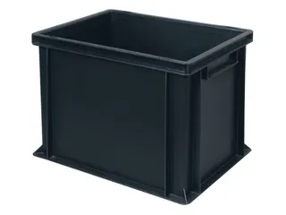 ESD-stapelbak,HxLxB 320x400x300mm,31l,PP,zwart,Wanden gesloten - 1