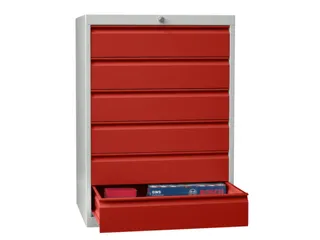 ladekast,HxBxD 1000x1023x600mm,6lade(n),cil.slot,RAL7035,front RAL3000 - 2