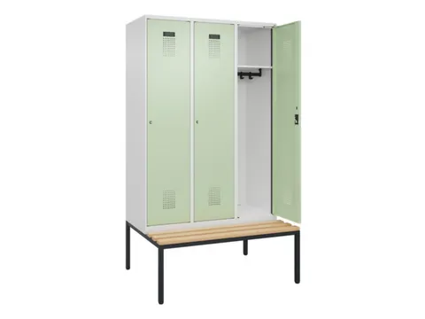 locker met bank,HxBxD 2120x1200x815mm,3vak,vak B 400mm,cilinderslot