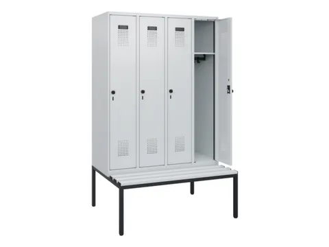 locker met bank,HxBxD 1950x1200x815mm,4vak,vak B 300mm,draaigrendel