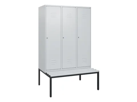 locker met bank,HxBxD 1950x1200x815mm,3vak,vak B 400mm,cil.-slot