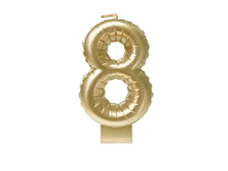 Verjaardagskaars cijfer 8 Folieballon Goud 10cm - 1