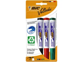 Viltstift Bic Velleda 1704 whiteboard rond large assorti 4 Stuks - 1