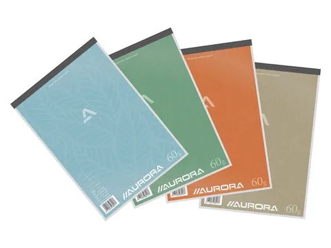 Schrijfblok Aurora A4 lijn 100 vellen 60gr assorti