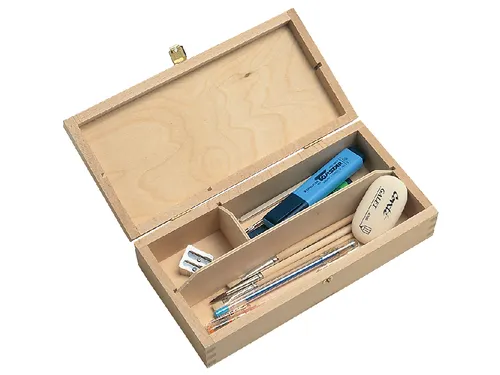 Tekendoos 25x12.5x6.5cm 3 vakken beukenhout