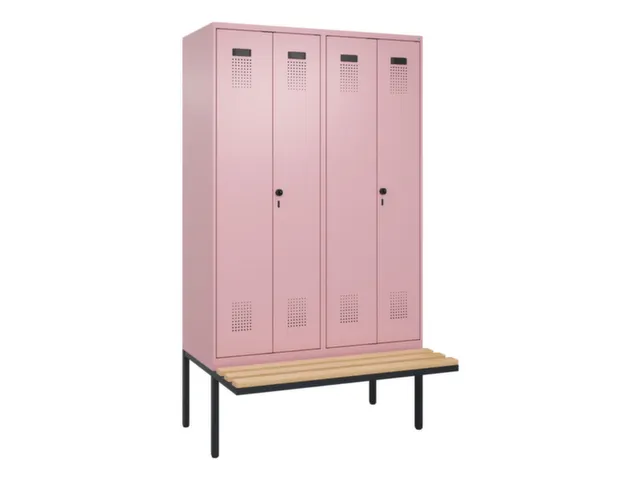 locker met bank,voor scheiding van kleding,HxBxD 2120x1200x815mm,4vak