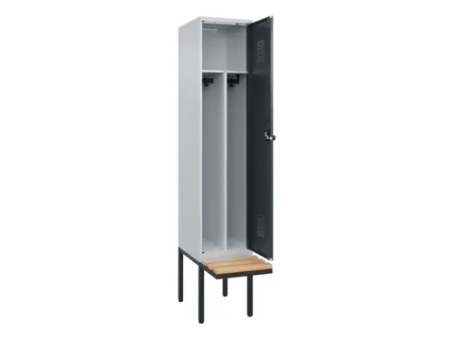locker met bank,voor scheiding van kleding,HxBxD 2120x400x815mm,1vak