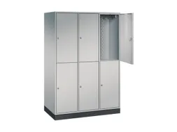Dubbeldekse garderobekast,HxBxD 1950x1220x600mm,3x2vak.,vak B 360mm