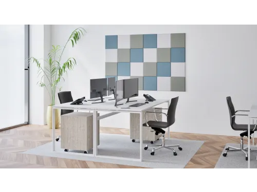 Akoestische PET-vilt wandtegels 30x30cm Combi Blauw 24 Stuks