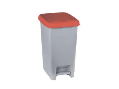 Slim,pedaalemmer 60L grijs/rood