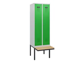 locker met bank,HxBxD 1950x600x815mm,2vak,vak B 300mm,cilinderslot - 2