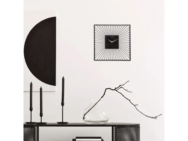 Wandklok Nextime 45x45x15 zwart metaal Vasco Square