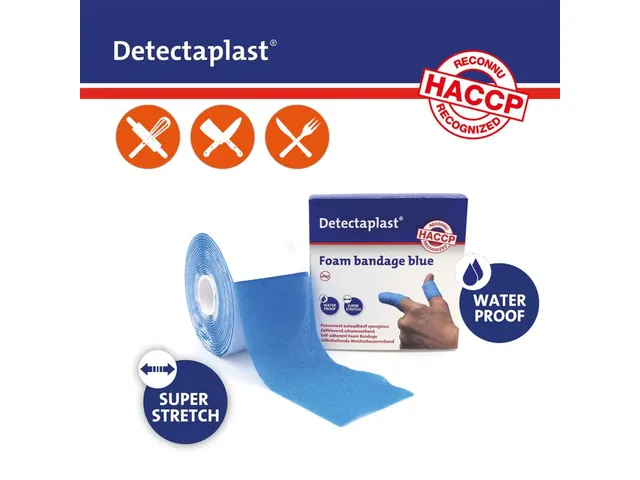 Pansement autoadhésif sans colle Detectaplast 6cm x 4,5m bleu