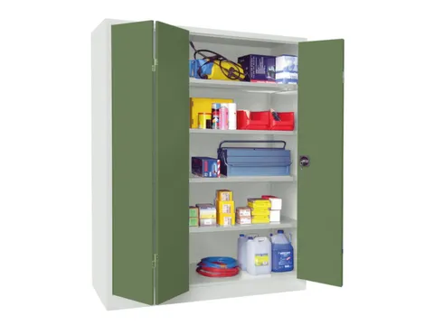 Ruime Vouwdeurkast 1950x1500x500mm 4legborden Ral7035 Front Ral6011