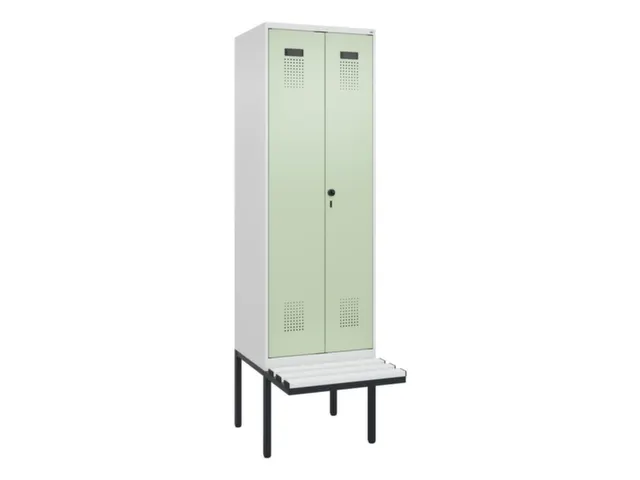 locker met bank,voor scheiding van kleding,HxBxD 2120x600x815mm,2vak