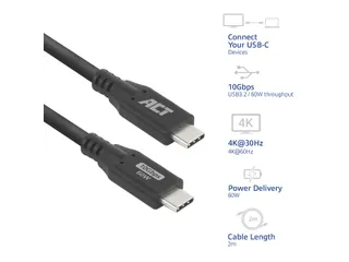Kabel ACT USB-C 3.2 GEN.2 M/M zwart 2 meter - 3