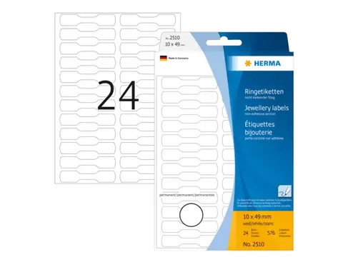 HERMA 2510 Ringetiketten 49x10mm Wit 576 stuks