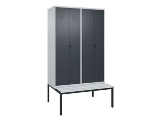 PBM-locker met bank,HxBxD 2120x1200x815mm,4vak,vak B 300mm - 1