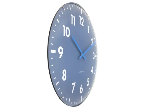Wandklok Nextime dia 50cm bolvormig glas blauw kunststof Duomo