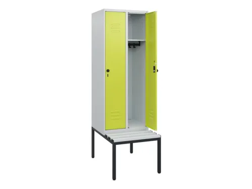 locker met bank,HxBxD 1950x600x815mm,2vak,vak B 300mm,draaigrendel