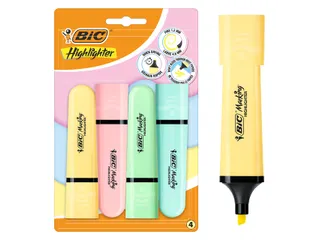 Markeerstift Bic blister à 4 pastelkleuren - 8