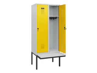 locker met bank,HxBxD 1950x800x815mm,2vak,vak B 400mm,draaigrendel - 1