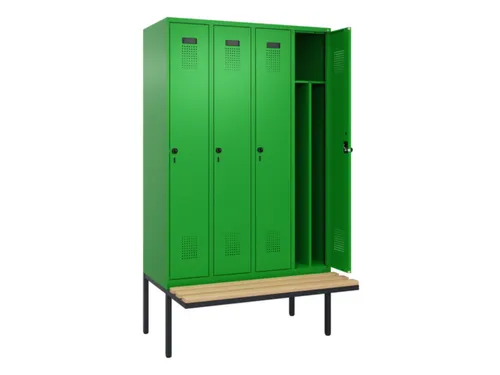 locker met bank,voor scheiding van kleding,HxBxD 2120x1200x815mm,4vak