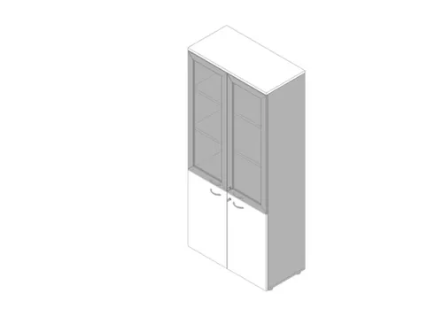 Vitrinekast 2000X900X450Mm Glazen Deuren 4Xhouten Vloer Aluminium Wit