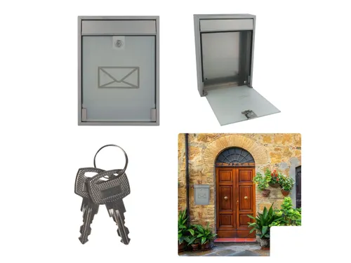 Brievenbus Milaan Zilver staal glazen front incl. 2 sleutels 36x26x8cm