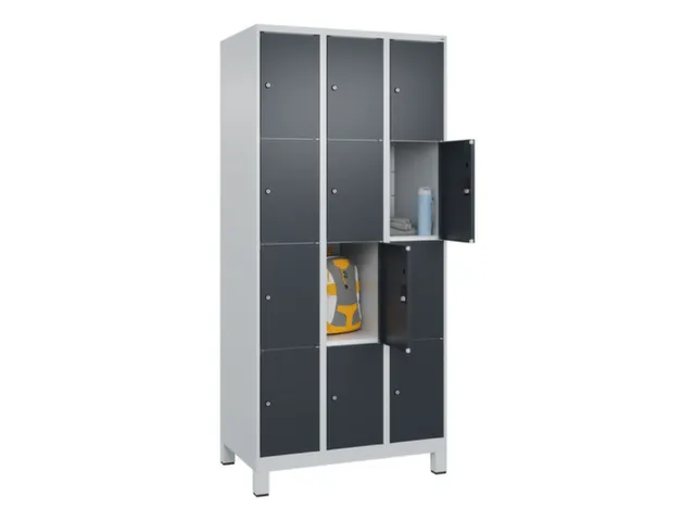 lockerkast,HxBxD 1950x900x500mm,3x4vakken,vak B 300mm,cil.-slot,voeten