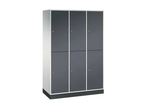 Dubbeldekse garderobekast,HxBxD 1950x1220x500mm,3x2vak.,vak B 360mm