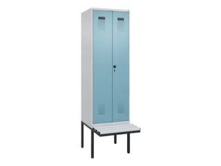 PBM-locker met bank,HxBxD 2120x600x815mm,2vak,vak B 300mm,draaigrendel - 2