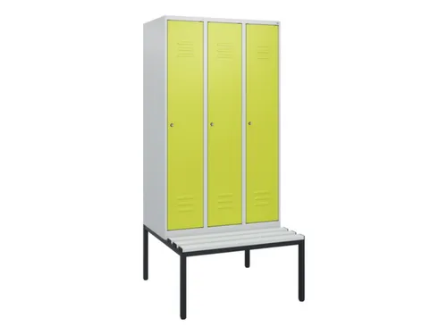 locker met bank,HxBxD 1950x900x815mm,3vak,vak B 300mm,cil.-slot