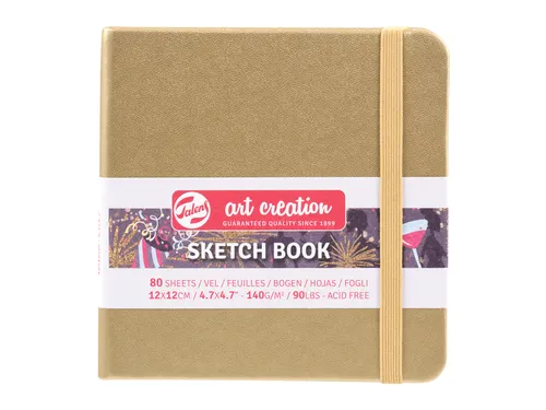 Schetsboek Talens Art Creation 80 witte vellen 140gr 120x120mm witgoud