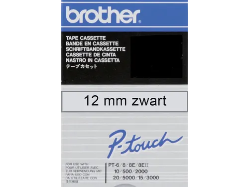 Labeltape Brother P-touch TC-101 standaard 12mm zwart op transparant