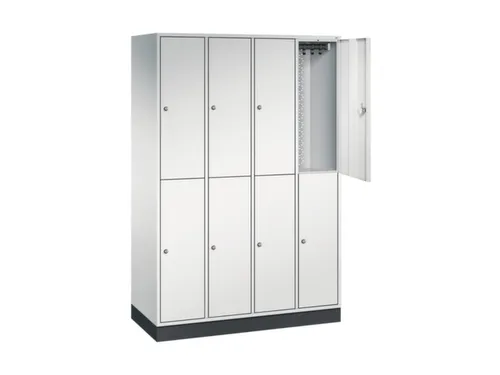 Dubbeldekse garderobekast,RAL 7035,HxBxD 1950x1220x500mm,4x2vak.