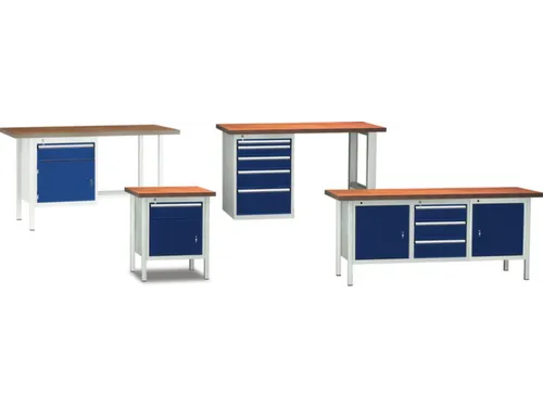Werkbank 840x2000x700mm 3laden 2 Bergvakken Lichtgrijs Gentiaanblauw